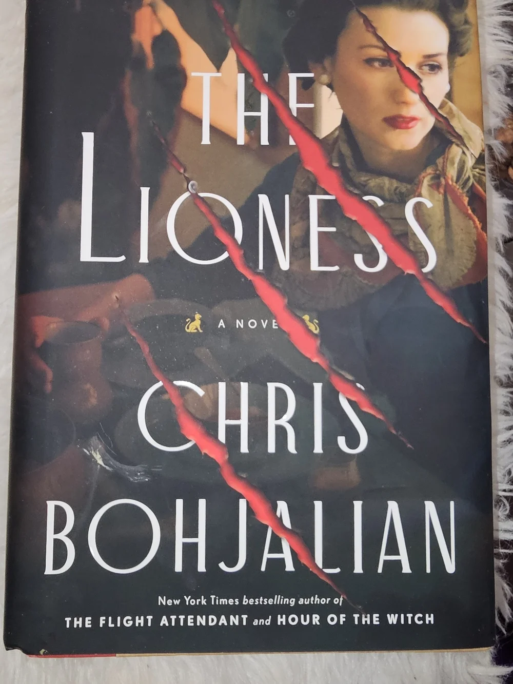 The Lioness by Chris Bohjalian — Hardcover Novel with Red Accent Slashes